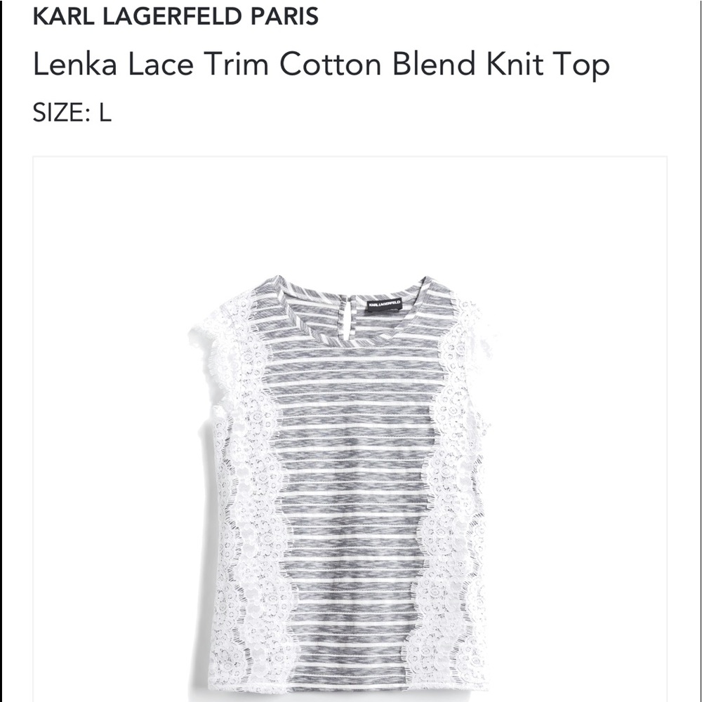 Karl Lagerfeld Lenka lace trim top Stitch Fix sz L